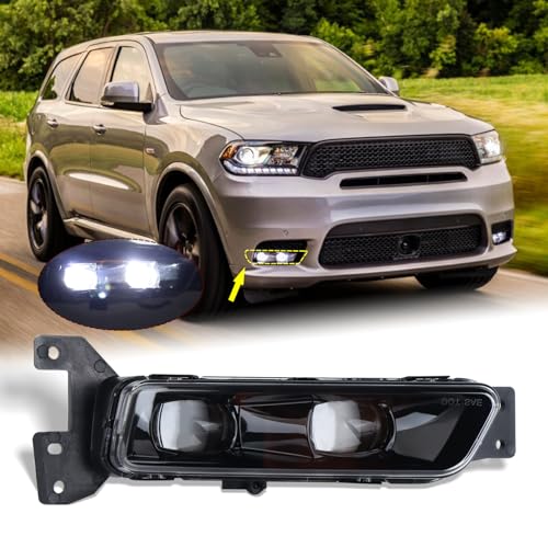 KAMDKI Right Passenger Side LED Fog Light Compatible for 2017-2022 Jeep Grand Cherokee 2014-2022 Dodge Durango Front Bumper Light With Bulbs Assembly RH 68275510AC - Image 1