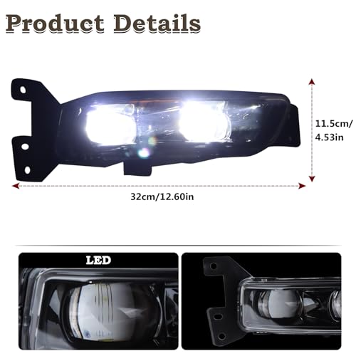 KAMDKI Right Passenger Side LED Fog Light Compatible for 2017-2022 Jeep Grand Cherokee 2014-2022 Dodge Durango Front Bumper Light With Bulbs Assembly RH 68275510AC - Image 2