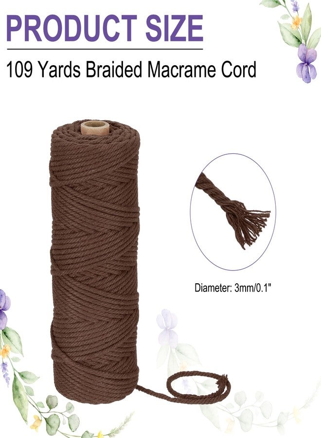 MECCANIXITY Braided Macrame Cord, 3mm x 109 Yards Natural Cotton Rope Macrame Yarn Bohemia Craft String with Scissors for Plant Hangers, Dream Catcher, Wall Hanging, Knitting (Brown) - Image 2