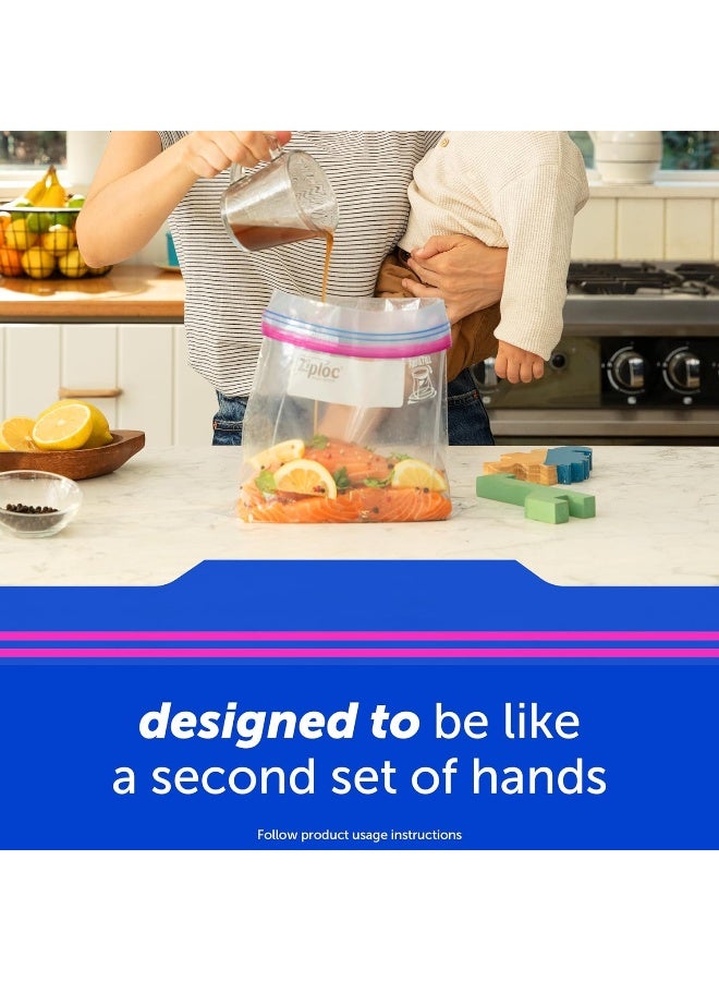 Ziploc أكياس تخزين الطعام زيبلوك ربع، تقنية Grip 'n Seal لسهولة الإمساك، الفتح، والإغلاق، 100 قطعة - Image 3