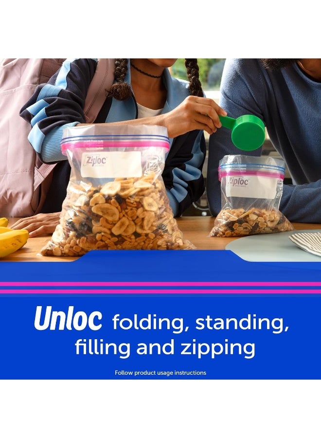 Ziploc أكياس تخزين الطعام زيبلوك ربع، تقنية Grip 'n Seal لسهولة الإمساك، الفتح، والإغلاق، 100 قطعة - Image 4