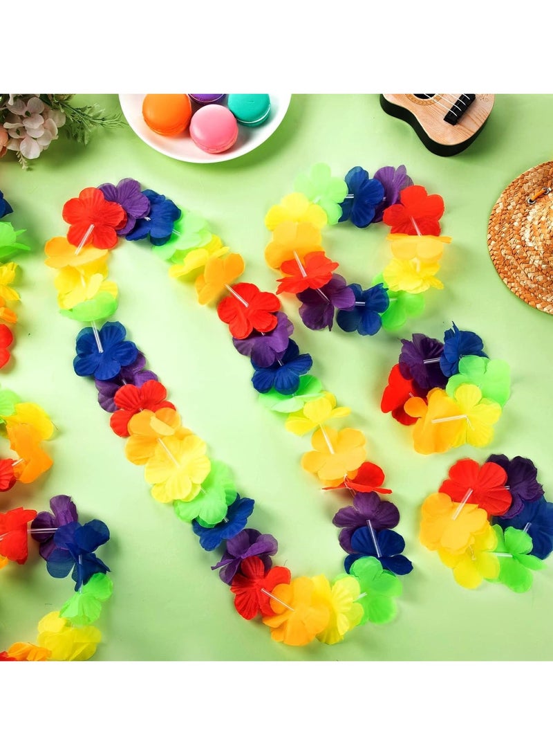 KASTWAVE ٤٨ قطعة إكليل هدايا حفل لواو طوق رأس زينة هاواي، عقد زهور حفلة شاطئية، سوار زهور أكسسوارات هاواي لمستلزمات حفلات الشاطئ للأطفال والكبار - Image 3