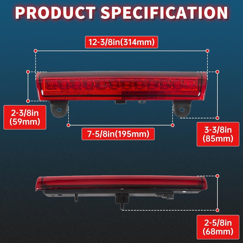 ECOTRIC Rear Roof High Mount 3RD Third Brake 12 LED Light Brake/Stop Cargo Tail light Lamp Waterproof Compatible with 00-06 Tahoe/Suberban/Yukon - Image 4