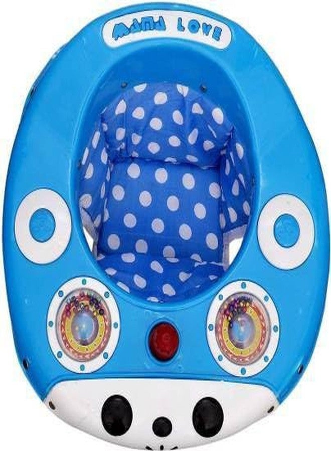 EZAAKART Baby Walker with Adjustable Height, Foldable, Detachable Toy Tray, 4 Wheels, Blue and White - Image 2