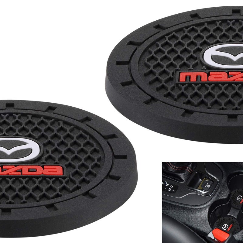 AOOOOP Car Interior Accessories for Mazda Cup Holder Insert Coaster - Silicone Anti Slip Cup Mat for Mazda 3 6 CX-3 CX-5 CX-9 MX-5 (Set of 2, 2.75" Diameter) - Image 1
