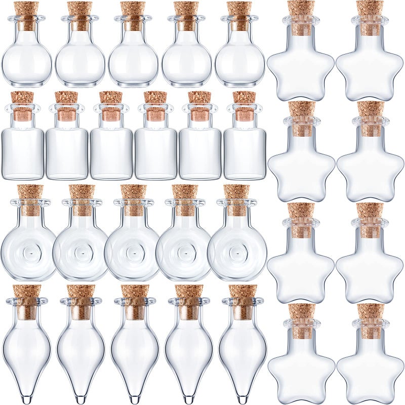 Patelai Patelai 50 Pcs Mini Glass Bottles Jars with Cork Stoppers Tiny Cork Glass Bottles Small Wishing Message Jars DIY Decor for Winter Christmas Party Wedding Baby Shower Favors SuppliesClassic Shape 