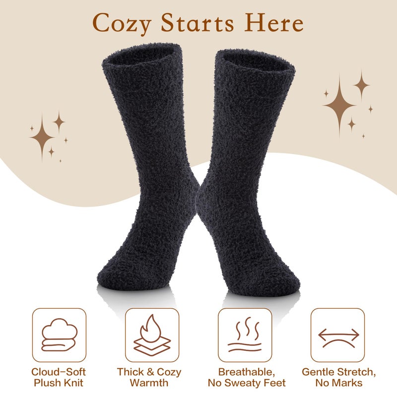 Inerney Black Fuzzy Socks for Women Men Gifts, Warm Cozy Fluffy Cloud Slipper Style, Comfy Winter Sleep Sock, Christmas Stocking Stuffer Gift - Image 5