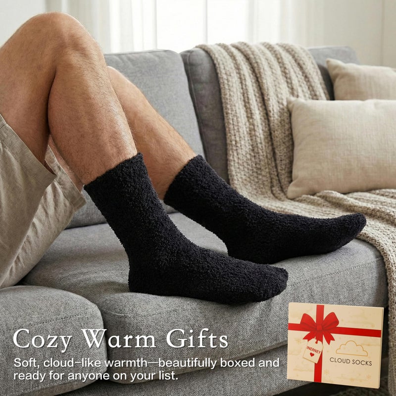Inerney Black Fuzzy Socks for Women Men Gifts, Warm Cozy Fluffy Cloud Slipper Style, Comfy Winter Sleep Sock, Christmas Stocking Stuffer Gift - Image 2