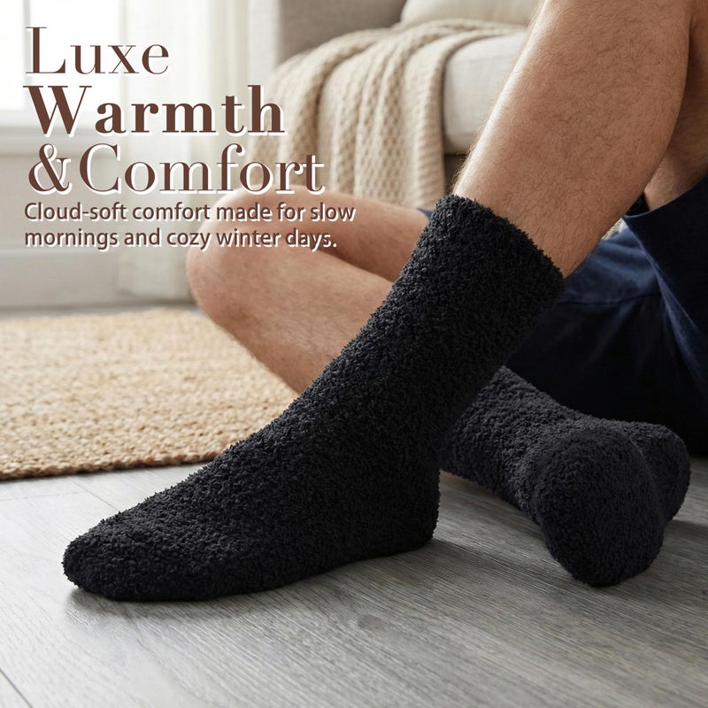 Inerney Black Fuzzy Socks for Women Men Gifts, Warm Cozy Fluffy Cloud Slipper Style, Comfy Winter Sleep Sock, Christmas Stocking Stuffer Gift - Image 3