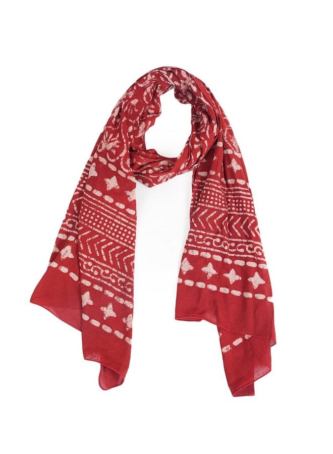 STYLE SHOES Cotton Short Scarf Cum Mask Universal Size/Usable for vehicle Driver for sunlight UV protection/White Printed Design(ST-63RED1) - Image 1