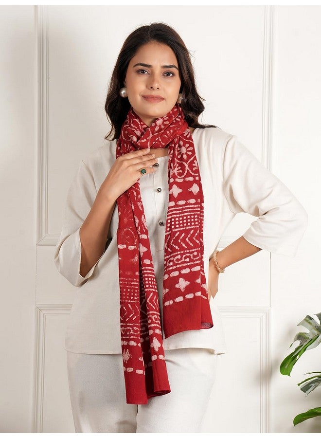 STYLE SHOES Cotton Short Scarf Cum Mask Universal Size/Usable for vehicle Driver for sunlight UV protection/White Printed Design(ST-63RED1) - Image 2