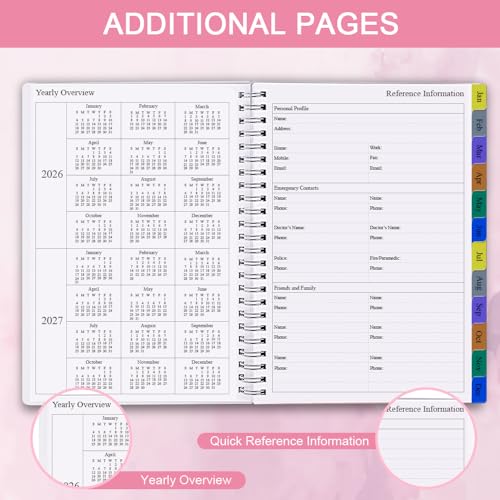 Nokingo 2026 Planner - Weekly & Monthly Planner Runs January 2026 to December 2026, 6.25" x 8.25", 12 Monthly Tabs, 14 Notes Pages, Inner Pocket, Flexible Cover with Twin-Wire Binding, Planners 2026 - Image 4