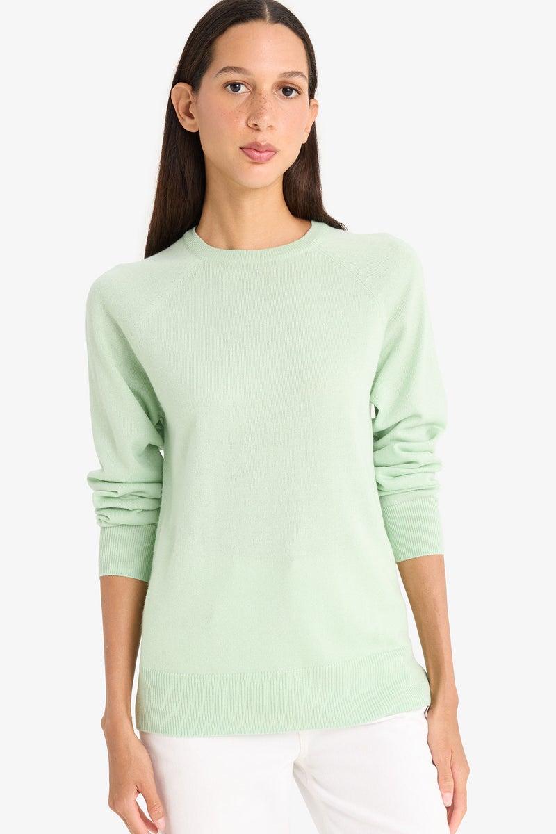 DeFacto Green Woman Relax Fit Crew Neck Knitwear Pullover Casual - Image 3