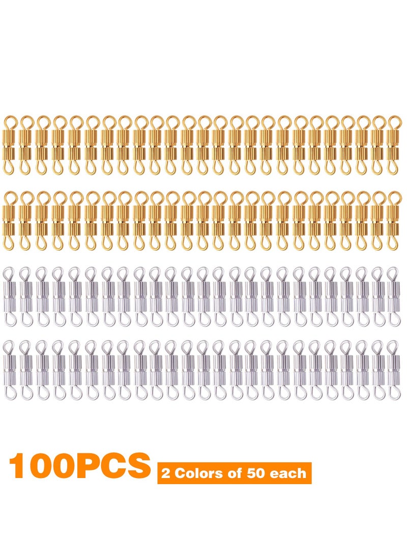SYOSI 100 Sets Barrel Screw Clasps Brass Screw Twist Clasps Fastener, End Tip Caps Jewelry Clasps Connectors, Bracelets Connector Fastener for DIY Necklace Bracelet Jewelry Making 13.5 mm x 3 mm - Image 4
