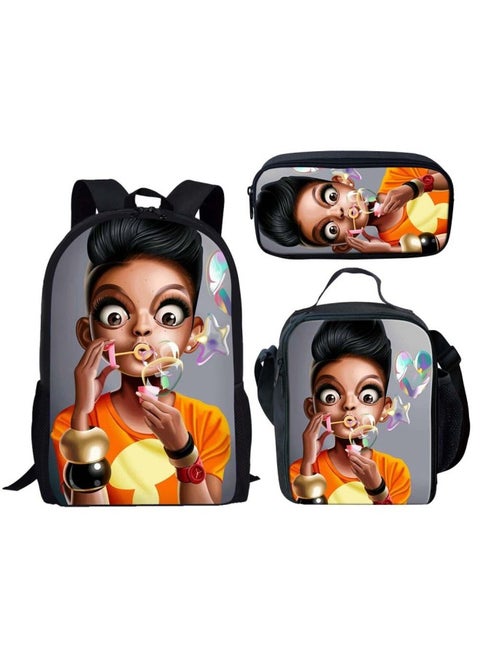 One-piece Delivery Customized Children Primary School Student Schoolbag Backpack Lunch Bag Pencil Case Three-piece Cross-border-Color:HBC191158C+G+K