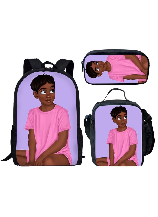 Generic - One-piece Delivery Customized Children Primary School Student Schoolbag Backpack Lunch Bag Pencil Case Three-piece Cross-border-Color:HBC191158C+G+K - Image 1