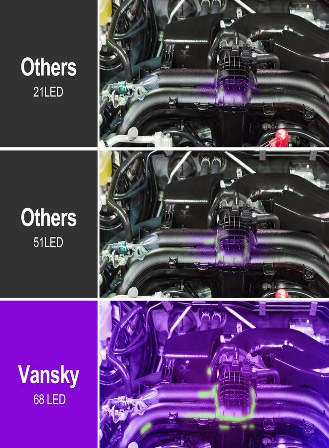 Vansky Air Conditioner Leak Detector: Professional Car Tool 68 LED Automotive AC UV Dye Leak Detection Kit with Protective Glasses - Image 5