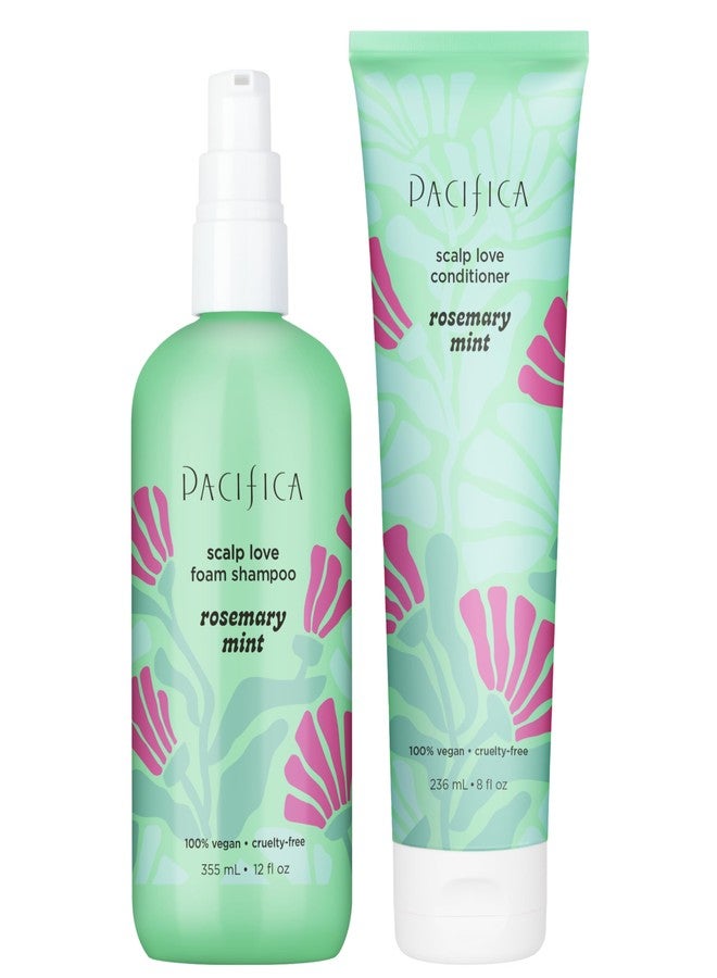 Pacifica Rosemary Mint Scalp Care Shampoo & Conditioner Set - Clean Vegan Shampoo & Conditioner for Oily Or Flaky Scalp (All Hair Types), A Balanced, Soothed Scalp, No Silicones or Parabens - Image 1