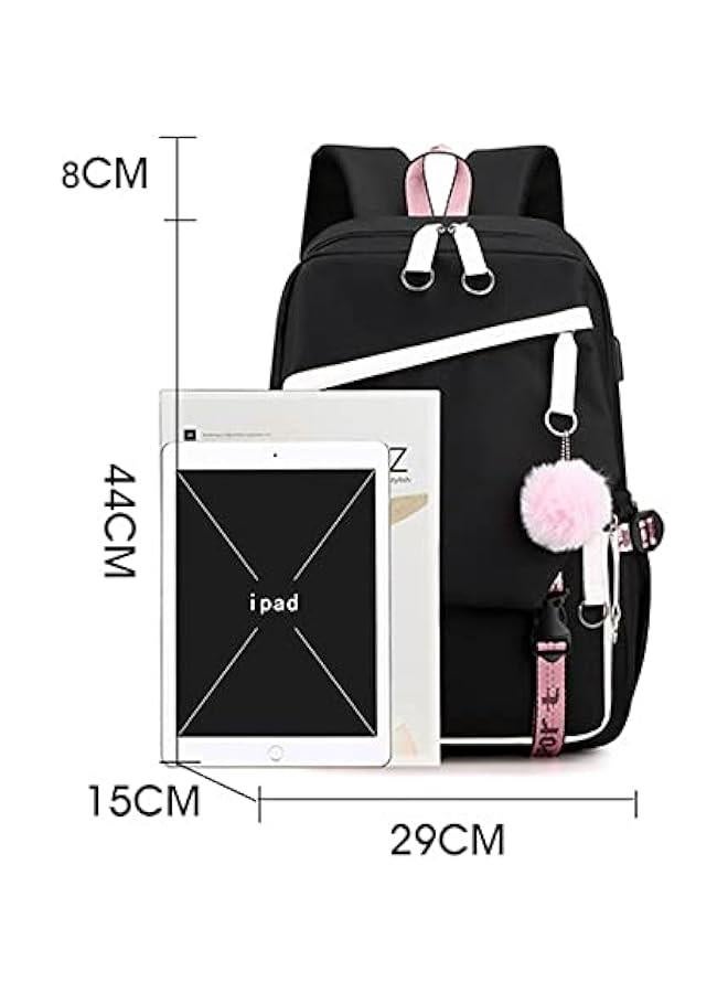 Arabest Fashion Trend Backpack Anime Cosplay Laptop Backpack With USB and Cute Cartoon Pattern (pink 1) - Image 3
