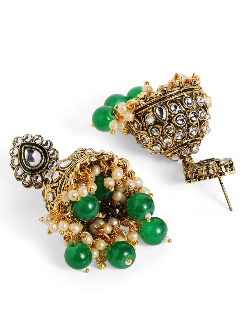 Priyaasi Beaded Contemporary Half Hoop Earrings