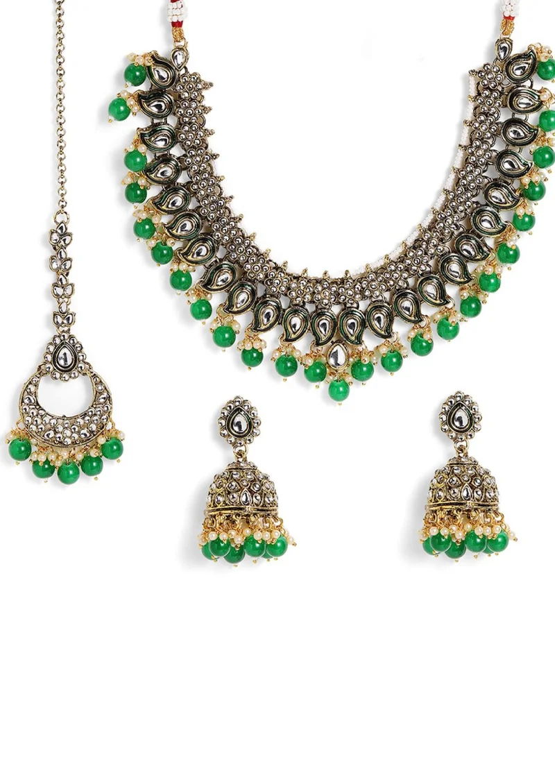 Priyaasi Beaded Contemporary Half Hoop Earrings