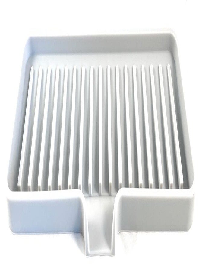 Happitasa Silicone Soap Dish Tray and Sponge Holder with Drain Chute | Bathroom and Kitchen Sink Organizer Caddy (Light Grey, 9"x3.5", 5.6 Ounces) - Image 1