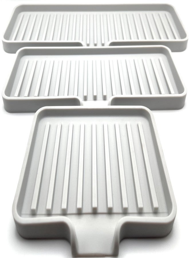 Happitasa Silicone Soap Dish Tray and Sponge Holder with Drain Chute | Bathroom and Kitchen Sink Organizer Caddy (Light Grey, 9"x3.5", 5.6 Ounces) - Image 4