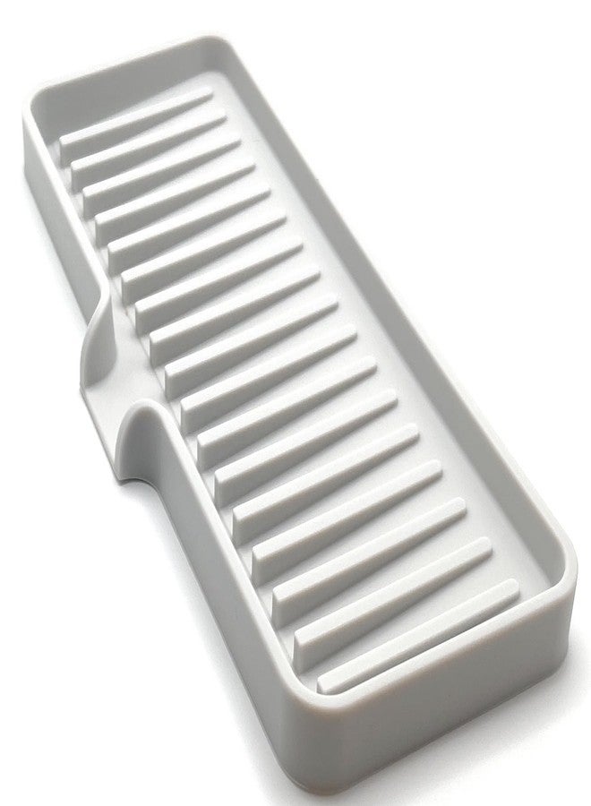 Happitasa Silicone Soap Dish Tray and Sponge Holder with Drain Chute | Bathroom and Kitchen Sink Organizer Caddy (Light Grey, 9"x3.5", 5.6 Ounces) - Image 3