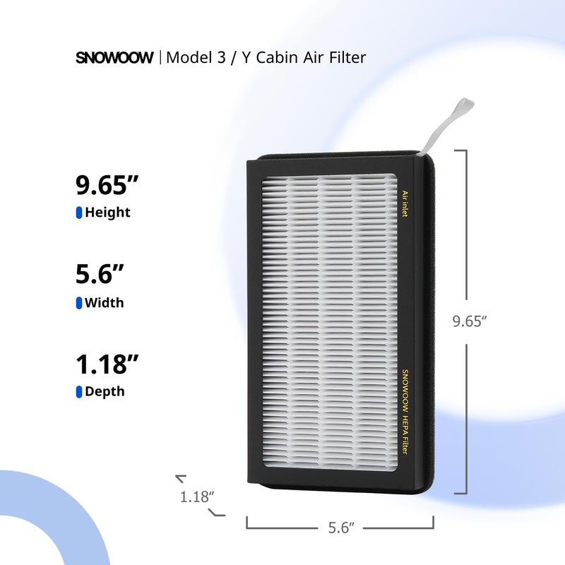 SNOWOOW Tesla Model 3/Y HEPA Cabin Air Filter 2 Pack - PM2.5 Activated Carbon Replacement for Model 3 Model Y (2016-2025) H13 True HEPA - Image 3