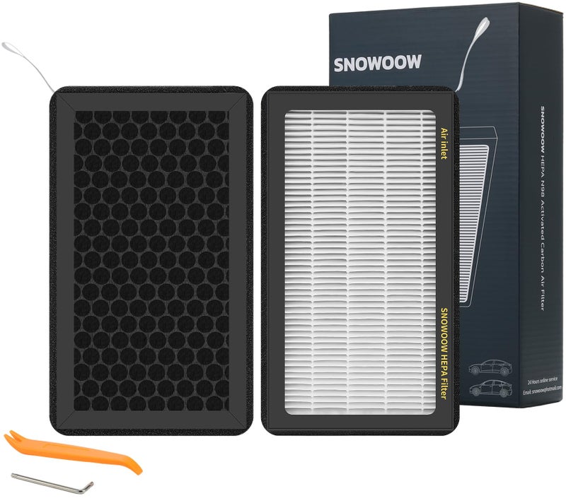 SNOWOOW Tesla Model 3/Y HEPA Cabin Air Filter 2 Pack - PM2.5 Activated Carbon Replacement for Model 3 Model Y (2016-2025) H13 True HEPA - Image 1