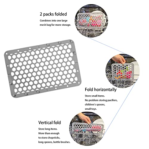 REVEX Silicone Dishwasher Bag,Dishwasher Basket for Baby Items,Baby Bottle Dishwasher Baskets with Adjustable Sizing for Small Parts,Nipples,Pacifiers and Toy Accessories.(Grey),11.8" x 7.9" - Image 5