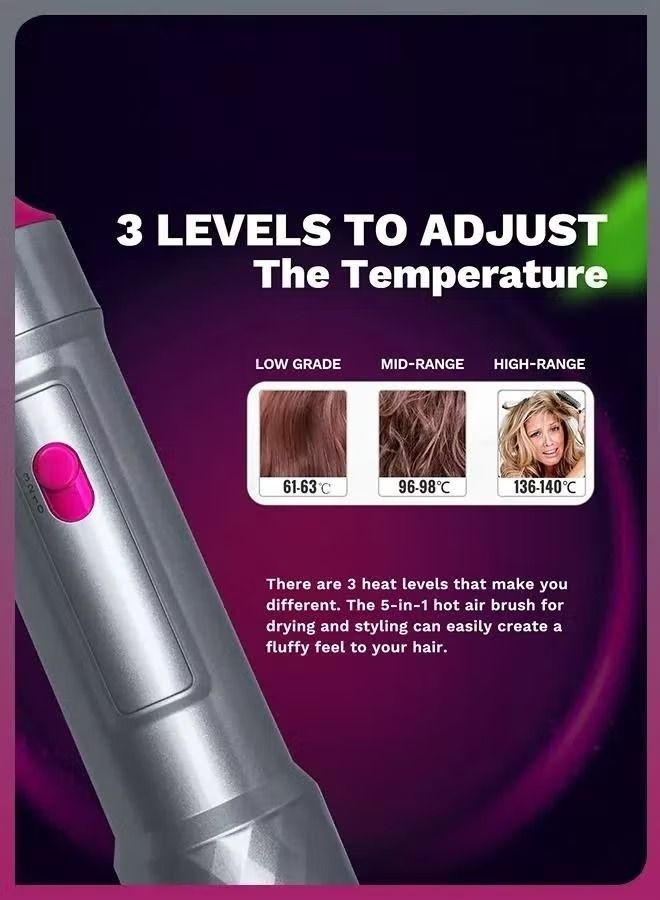 IAF 5 in 1Electric Professional  Hair Dryer Negative Ions Automatic Blower 3 Temperature Levels Detachable Rotating Hot Air Brush Styler with Straightener Volumizer and Curler Combing - Image 2