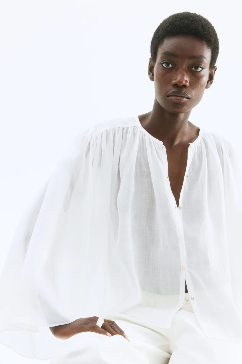 H&M Voluminous ramie blouse