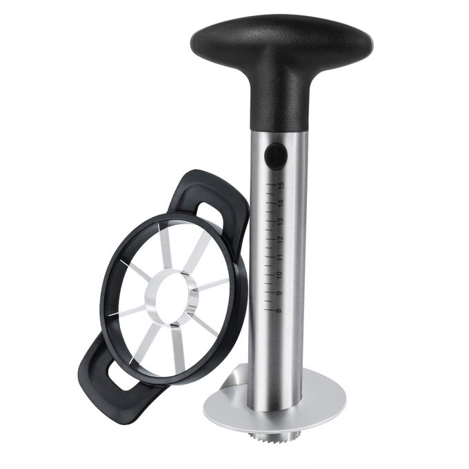 PINEAPPLE CORER AND SLICER TOOL ROBUST PINEAPPLE CORE REMOVER WITH UPGRADED CUTTER REINFORCED THICKER BLADE STAINLESS STEEL KITCHEN FRUIT GADGET FOR DICED PINEAPPLE RINGS BLACK