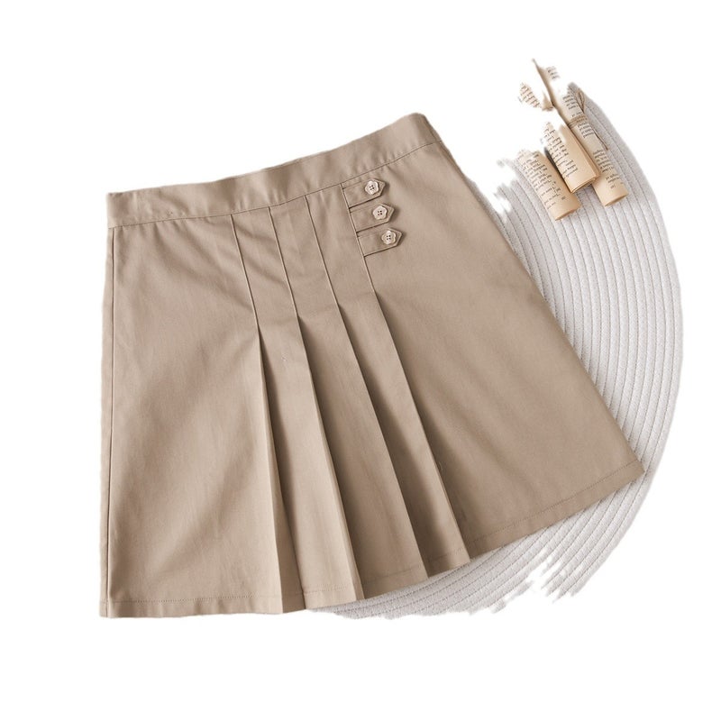 Children'S British College Style School Uniform Skirt Girl'S Big Boy'S Khaki Pleated Skirt Pants Skirt School Uniform - Image 1