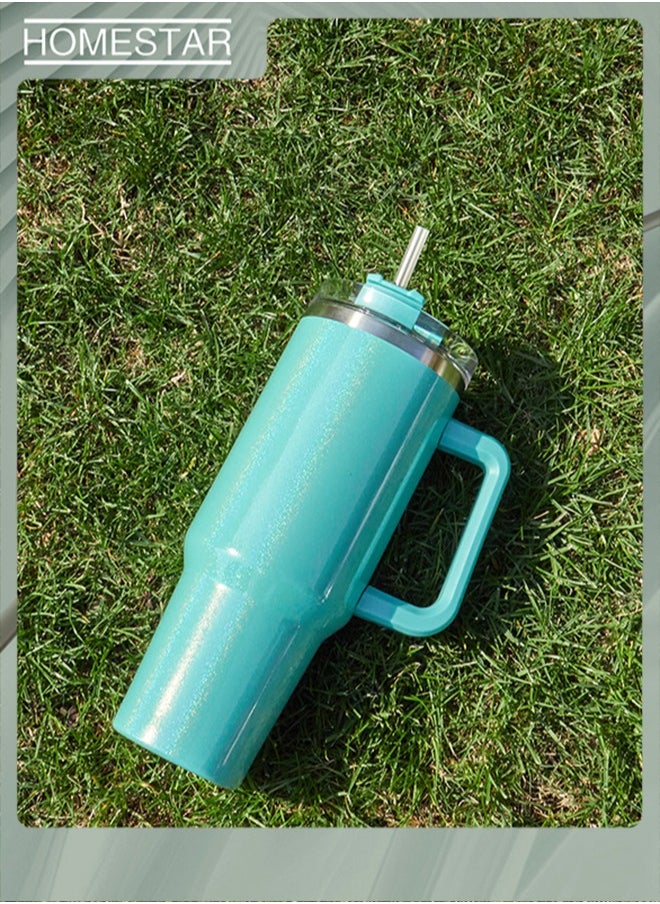 HOMESTAR Thermal Mug with Straw Double-Walled Vacuum Insulated Car Mug, Travel Mug With Handle And Straw, For Iced Coffee, Hot or Cold Tea  - Image 2