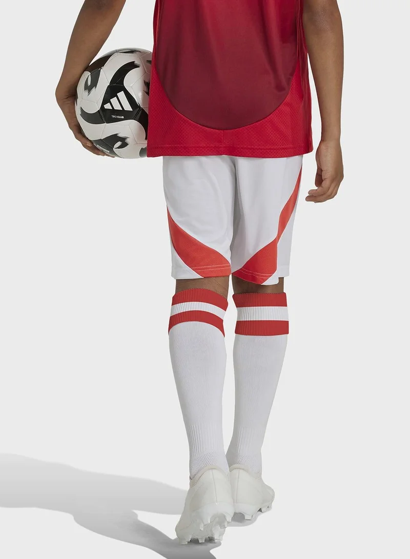 Adidas Mufc H Sho Y White Football Shorts For Boys 128