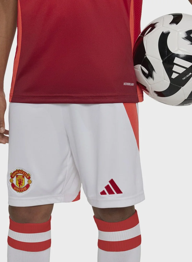 Adidas Mufc H Sho Y White Football Shorts For Boys 128