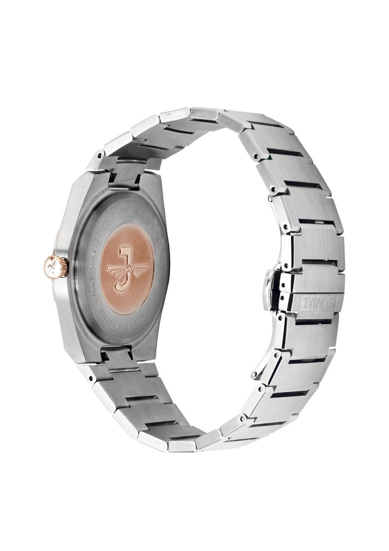 JOVIAL  1540LSMQ04E , Women's Fashion Watch,  Stainless steel , Blue Dial, Butterfly Clasp, Day and Date Display, 32 mm - Image 3