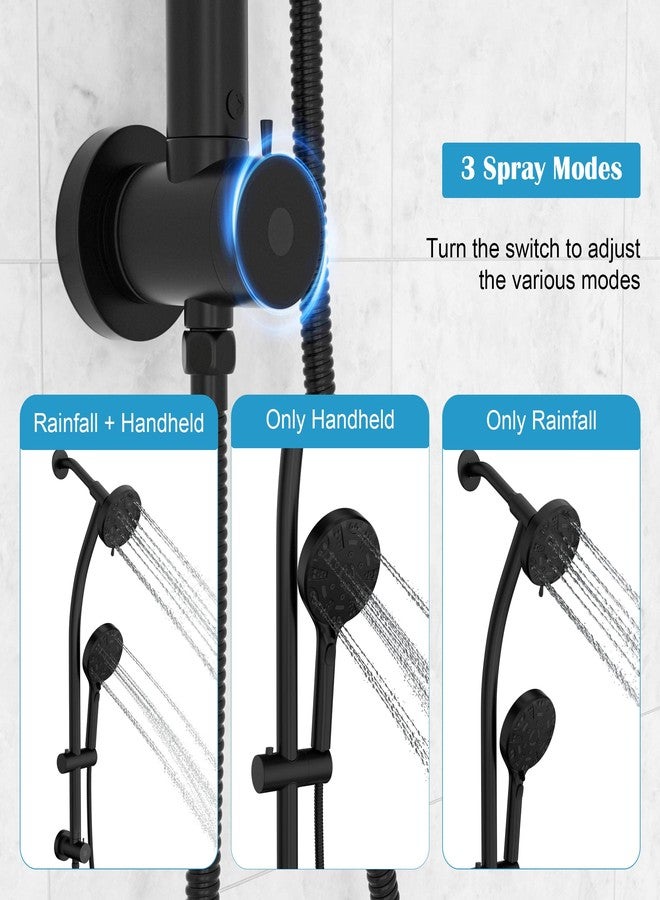 Lordear Black Shower Head Combo,8 Settings High Pressure Double Shower Head Bathroom Dual Shower Head with Handheld Ajustable Sliding Bar, Adjustable Height - Image 3