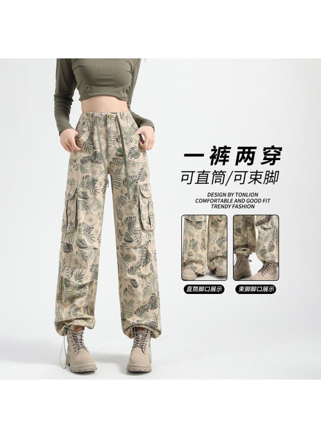 TonLion American Hip-hop High Street Baddie Cargo Pants - Spring Slimming Loose Retro Camouflage Floor-dragging Wide-leg Trousers - Image 3