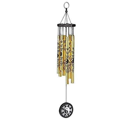 Ripe India® Feng Shui Yin Yang Vastu Five Pipe Wind Chime for Balcony Window and Yin Yang Wind Chime Positive Energy 5 Pipe Gold Color 45 Cm - Image 1