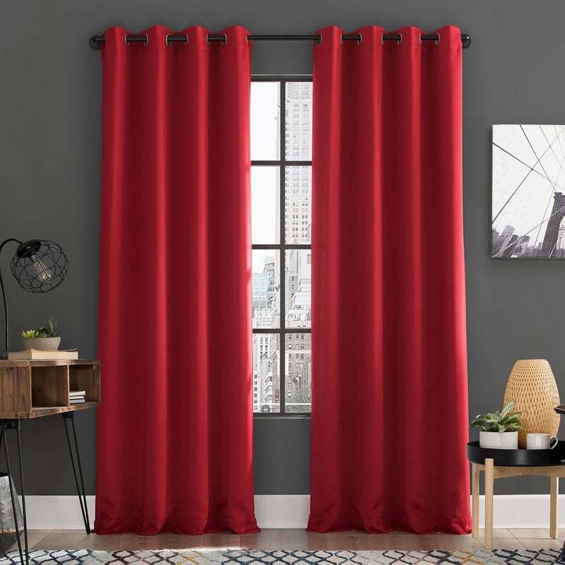 صن زيرو حزمة من 2 ألواح ستائر Soho عالية الكفاءة في استهلاك الطاقة ومانعة للضوء، مقاس 54" × 84"، لون أحمر - Image 1