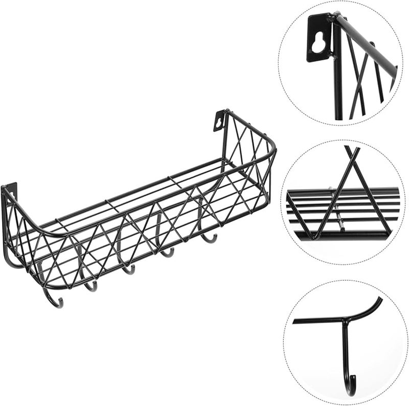 خطاف مفاتيح حائطي من الحديد الأسود للمفاتيح والقبعات والإكسسوارات، مناسب للمدخل والمطبخ وغرفة النوم - Image 3