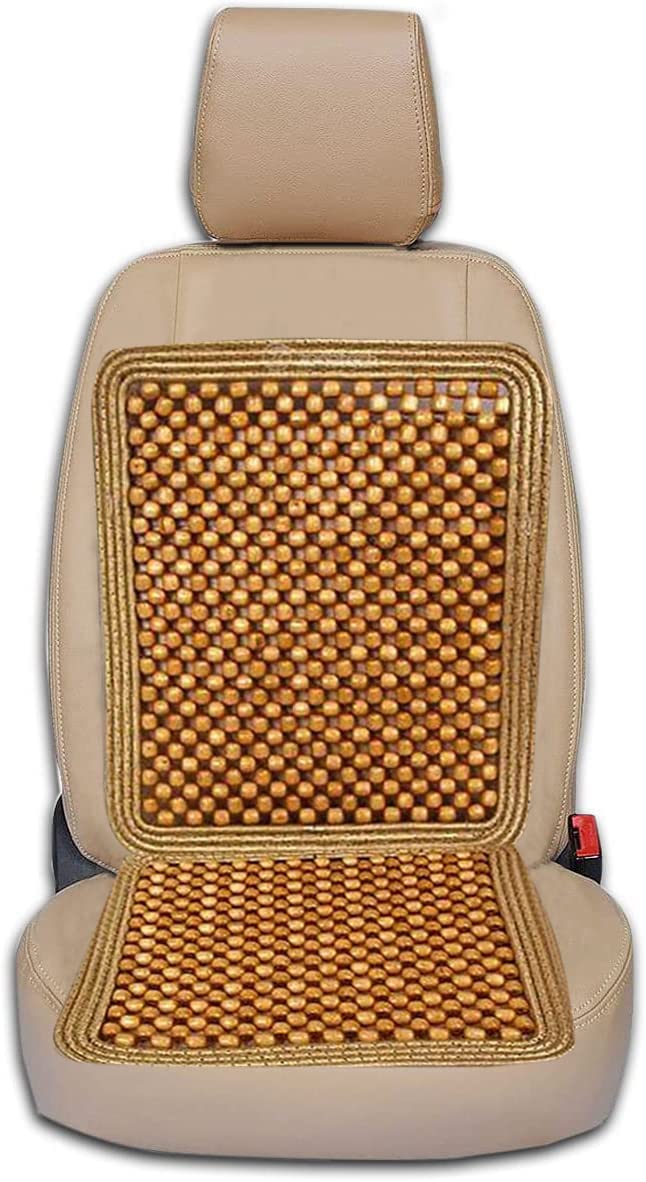ZONETECH Wooden Beaded Car Driver Seat Cushion  Natural Double Strung Massaging Universal Comfortable Car Seat Cover Cushion with High Ventilation