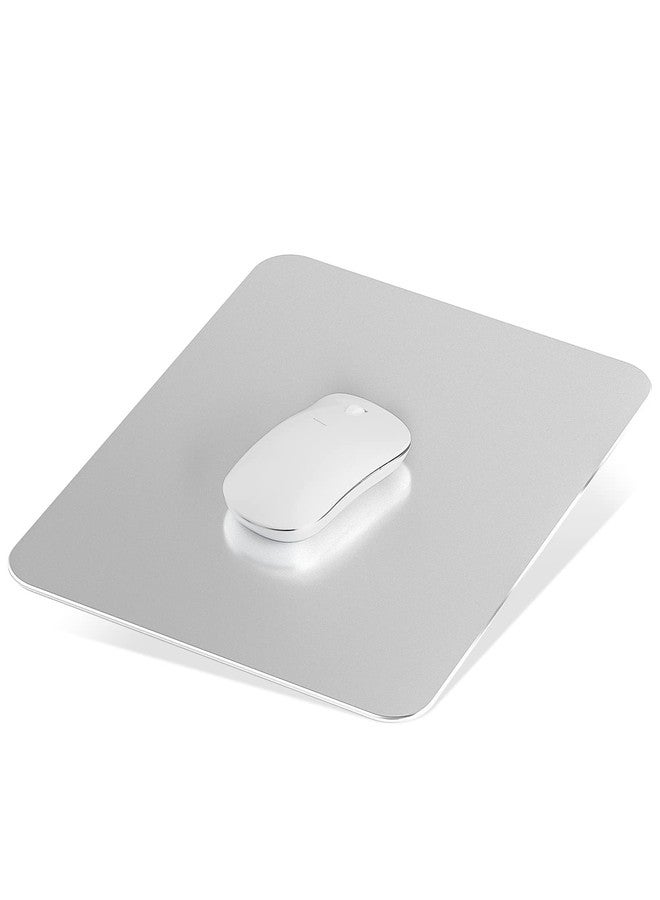 Liboer Aluminum Mouse Mat, Double Sided Material, Hard for Desk, Laptop, Computer, Office and Gaming, Silver - Image 1
