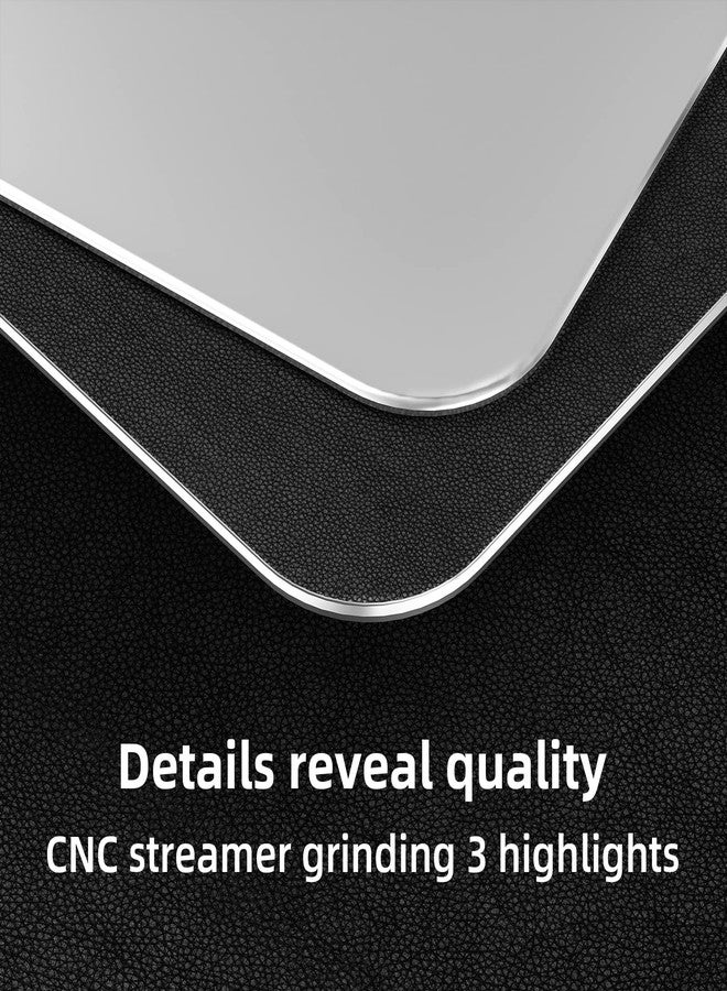 Liboer Aluminum Mouse Mat, Double Sided Material, Hard for Desk, Laptop, Computer, Office and Gaming, Silver - Image 2