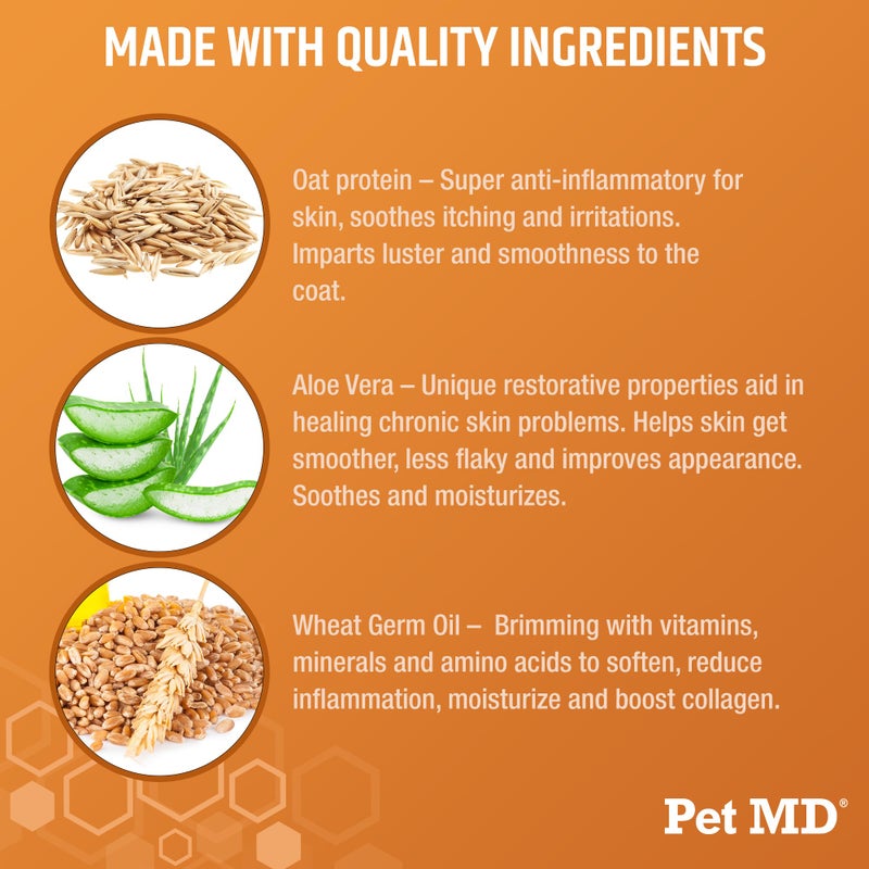 Pet MD - Oatmeal Dog Shampoo Cats and Dogs for Itch Relief and Moisturizer for Dry Skin and Coat - 16 Oz - Image 4