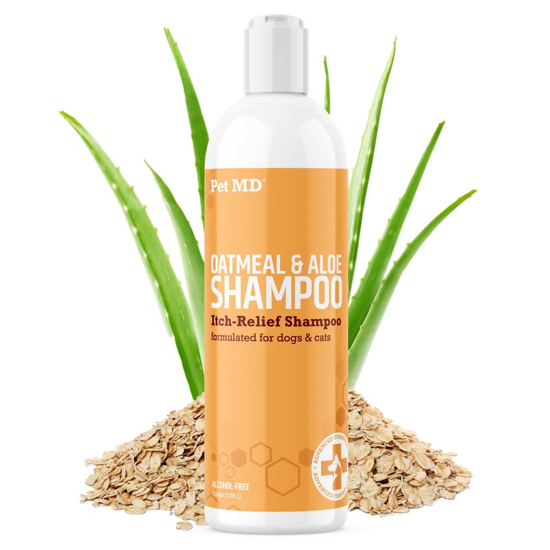 Pet MD - Oatmeal Dog Shampoo Cats and Dogs for Itch Relief and Moisturizer for Dry Skin and Coat - 16 Oz - Image 1