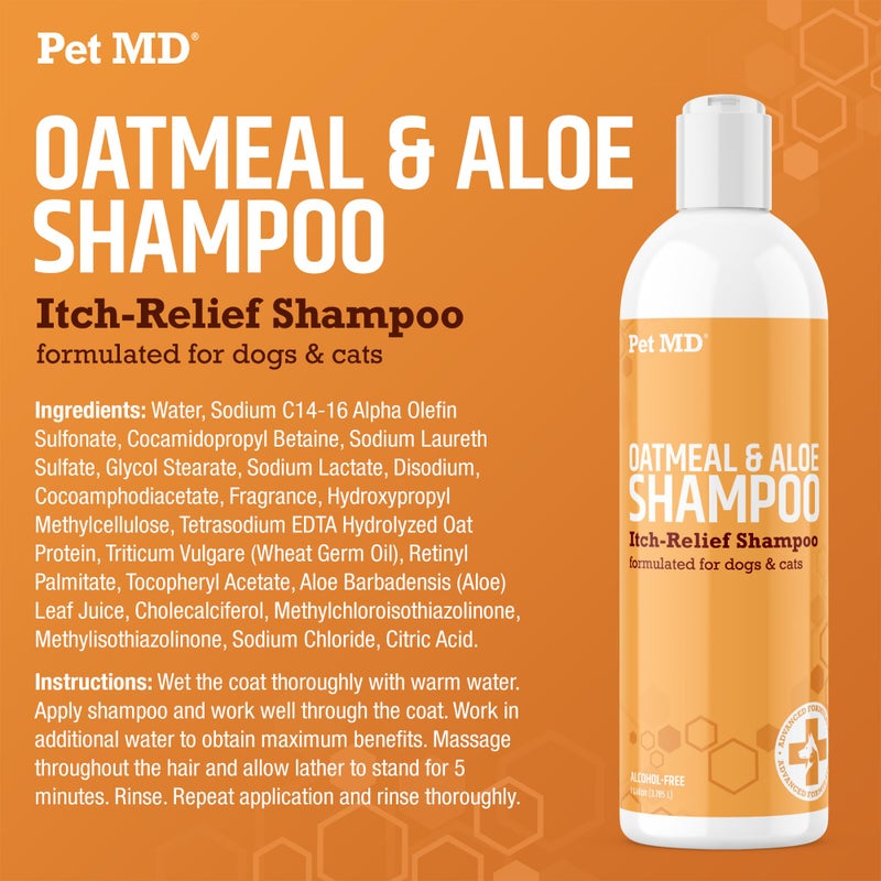 Pet MD - Oatmeal Dog Shampoo Cats and Dogs for Itch Relief and Moisturizer for Dry Skin and Coat - 16 Oz - Image 5